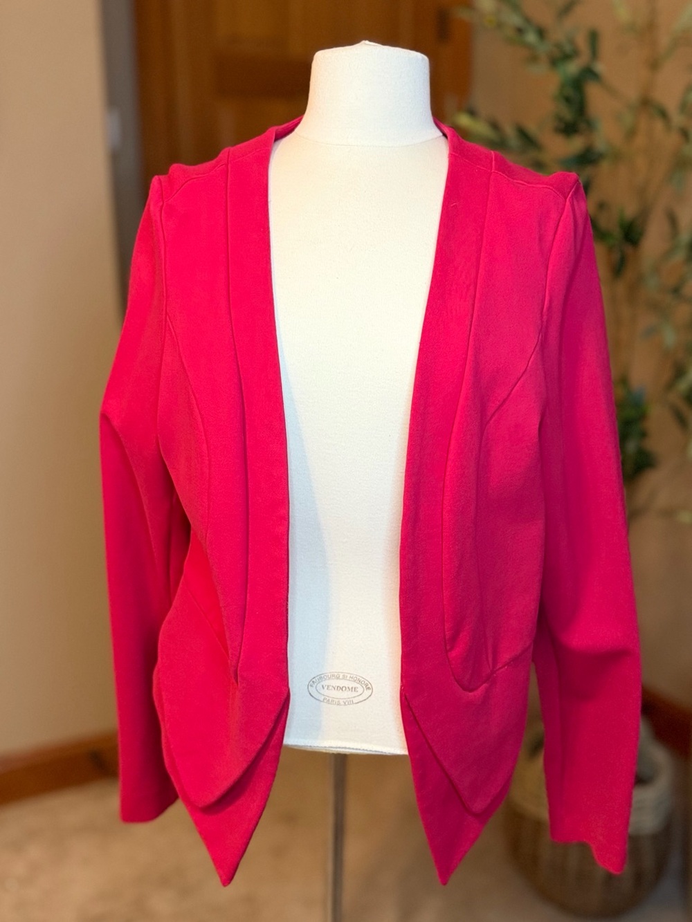 Torrid Fuchsia Peplum Blazer Jacket Barbie Hot Pink Size 1, 1X Stretch READ